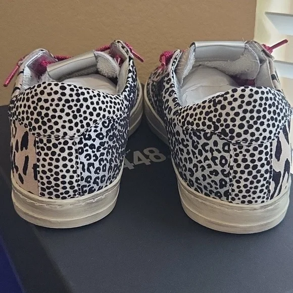 NEW P448 John Sneaker Silver Leopard Print Pink Laces Box Italy - 37 (6.5 - 7) - Picture 9 of 14